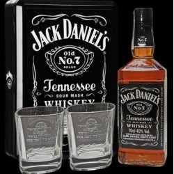 JACK DANIELS TIN BOX 2 GLASSES 70CL