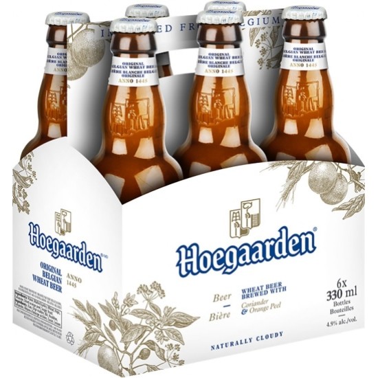 COLD Beer Hoegaarden The Original Wheat Biere Blanche Bottle 330ml Box 6 + 1 FREE 