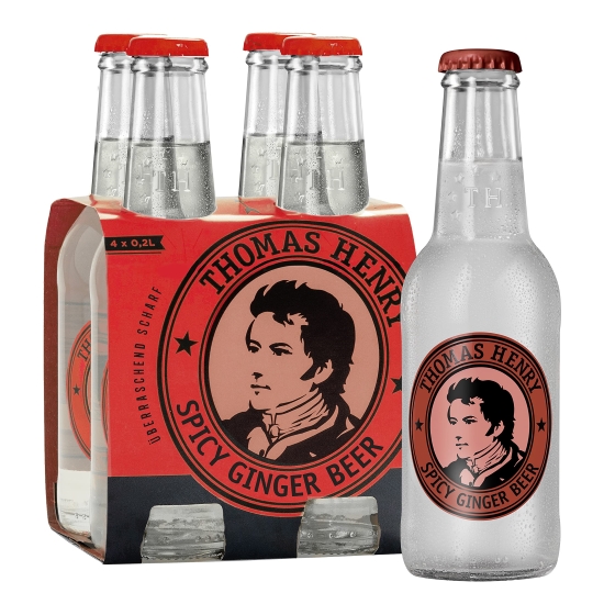 COLD Thomas Henry Spicy Ginger Beer Premium Mixer  Soft Drink Flavoured With Ginger Bottle Box 6+1 FREE 200ml