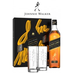 Johnnie Walker Black Label Aged (12) Years Blended Scotch Whisky 70cl & Gift Box 2 Glasses