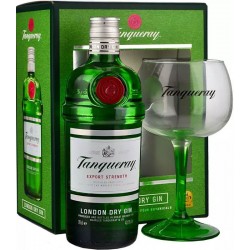TANQUEARY LONDON DRY GIN 70CL GIFT BOXES & LIMITED EDITION DESIGN GLASSES