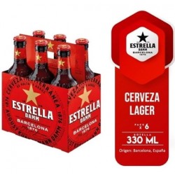 COLD Beer Estrella Damm Barcelona Cerveza Lager Mediterranea Beer Box 6 +1 FREE Bottle 330ml