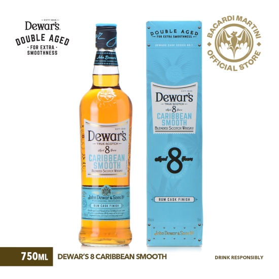  Dewar's True Scotch Aged 8 Years Caribbean Smooth Blended Scotch Whisky Rum Cask Finish 70cl