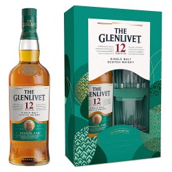 THE GLENLIVET (12) YEARS OF AGE SINGLE MALT SCOTCH WHISKY 70CL & GIFT BOXES AND 2 GLASSES